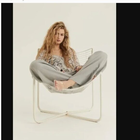 H&M Light Gray Pointelle Knit Button Down Boho Cardigan Large - Picture 2 of 7